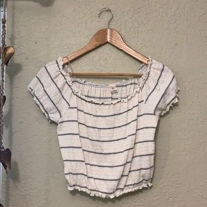 NWOT off shoulder top grey striped